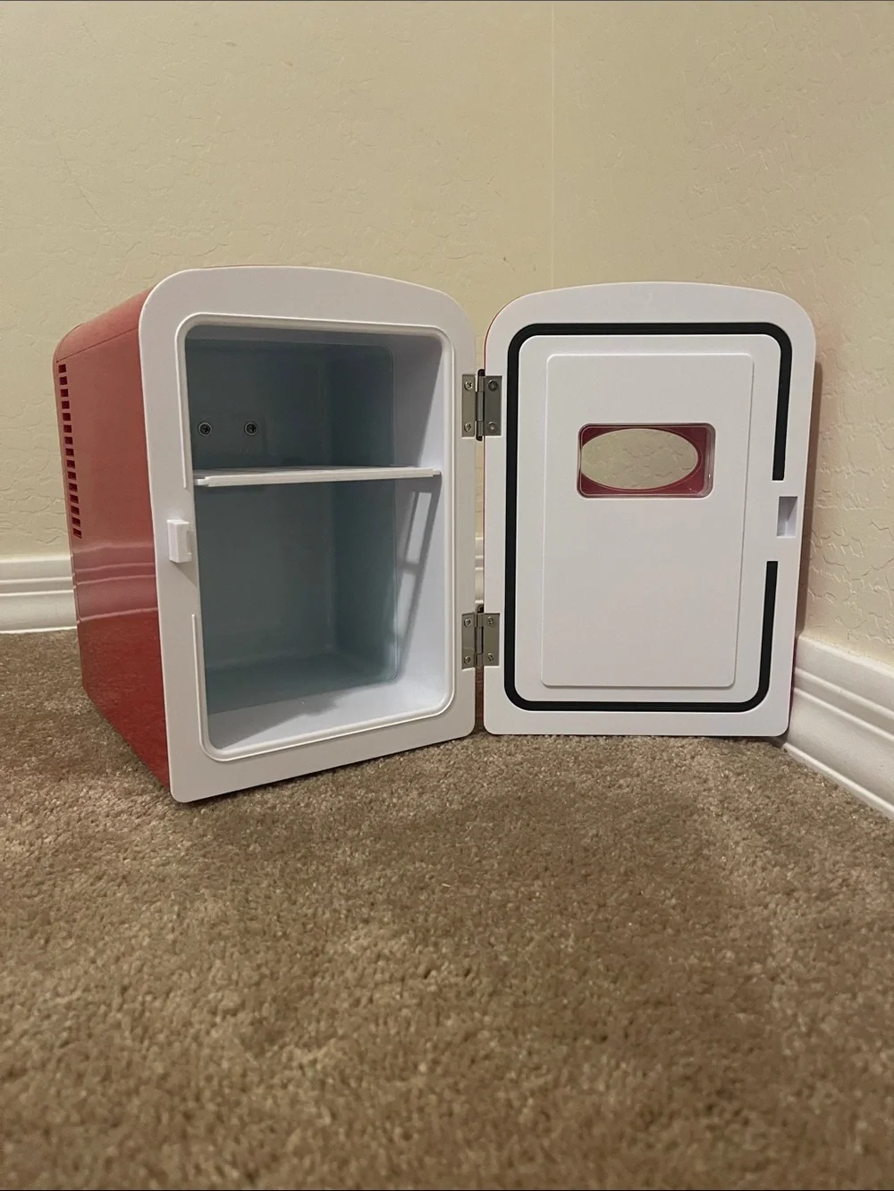 Red Mini Retro Cooler - Portable Home Kitchen Accessory With Cord